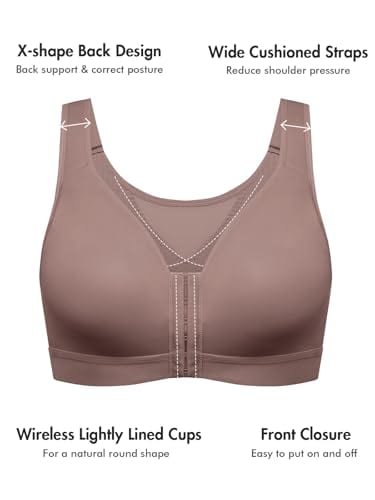 Women's Natrelax Front Closure Bras Posture Lightly Padded Plus Size Wireless Full Coverage Bra