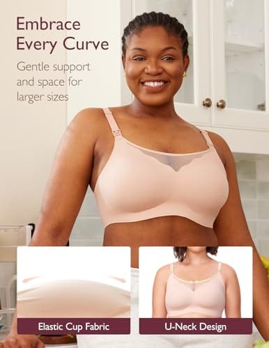 Nursing Bras for Breastfeeding, Breathable Mesh Nursing Bras Comfort Maternity Bra Wireless Pregnancy Sleep Bra