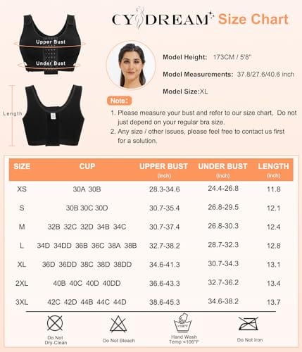 Women Wireless Front Closure Post Surgery Compression Everyday Bras Mastectomy Support Bra with Adjustable Straps