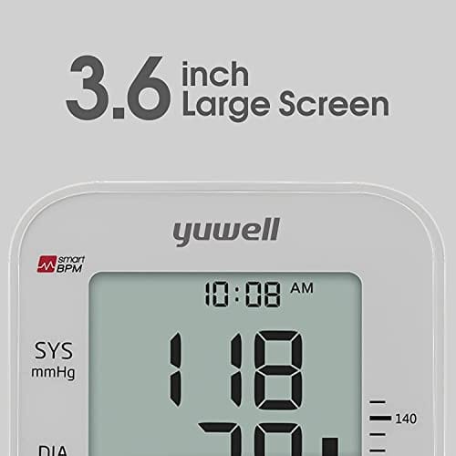 Yuwell Blood Pressure Monitor, Large Upper Arm Blood Pressure Cuff, Digital Blood Pressure Machine for Home Use, Large Display, Stores 99 Readings, Voice Broadcasting with Power Adapter and Batteries