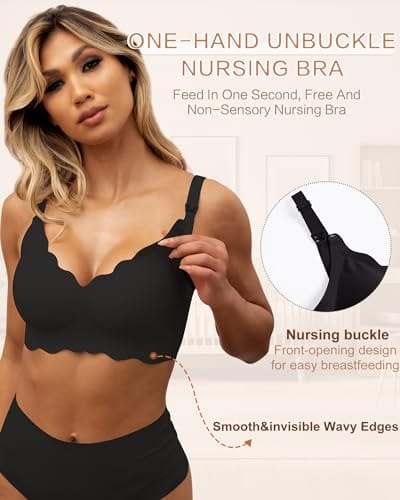 Nursing Bras for Breastfeeding Wavy Seamless Comfort Maternity Bralette Wireless Pregnancy Sleep Bra with Support