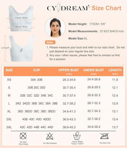 Women Wireless Front Closure Post Surgery Compression Everyday Bras Mastectomy Support Bra with Adjustable Straps