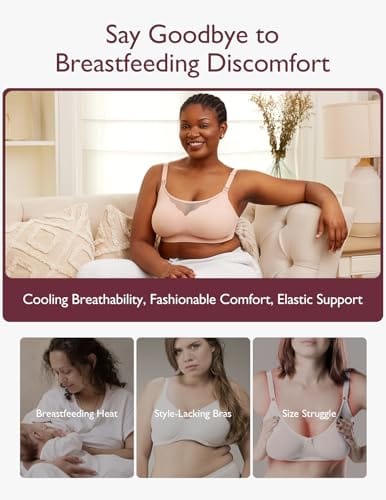 Nursing Bras for Breastfeeding, Breathable Mesh Nursing Bras Comfort Maternity Bra Wireless Pregnancy Sleep Bra