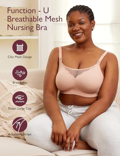 Nursing Bras for Breastfeeding, Breathable Mesh Nursing Bras Comfort Maternity Bra Wireless Pregnancy Sleep Bra