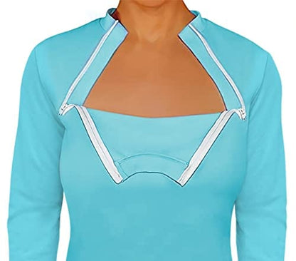 Women's Long Sleeve Chemotherapy Port with dual access Zipper Shirts