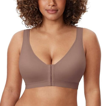 Women's Natrelax Front Closure Bras Posture Lightly Padded Plus Size Wireless Full Coverage Bra