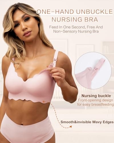 Nursing Bras for Breastfeeding Wavy Seamless Comfort Maternity Bralette Wireless Pregnancy Sleep Bra with Support