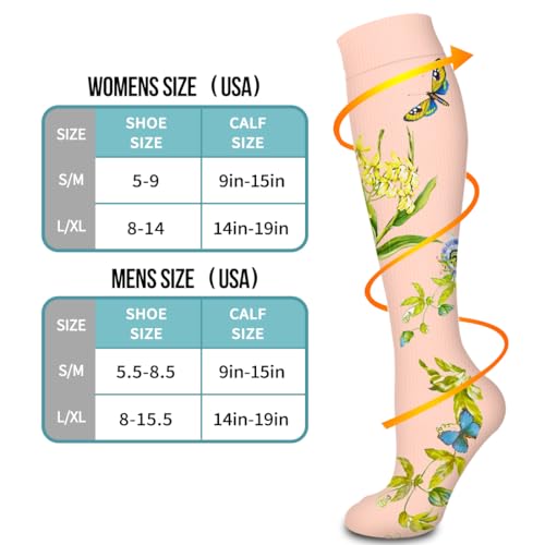 Bluemaple 6 Pack Copper Compression Socks for Women & Men - Best Support for Nurses, Recovery, Running, Athletic