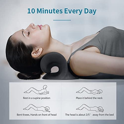 RESTCLOUD Comfortable Neck Stretcher for Neck Pain Relief, Neck and Shoulder Relaxer Cervical Neck Traction Device for TMJ Pain Relief and Muscle Relax, Cervical Spine Alignment Chiropractic Pillow