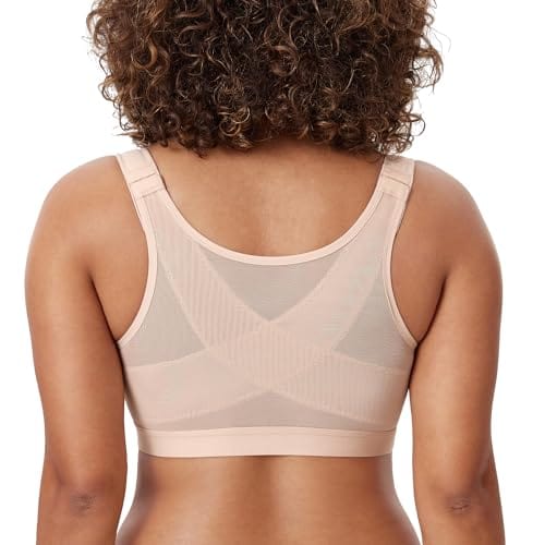 Women's Natrelax Front Closure Bras Posture Lightly Padded Plus Size Wireless Full Coverage Bra