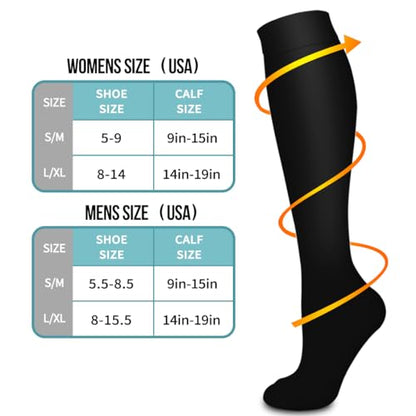 Bluemaple 6 Pack Copper Compression Socks for Women & Men - Best Support for Nurses, Recovery, Running, Athletic