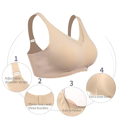 Seamless Post-Surgery Bra for Women, Mastectomy Bra with Cotton Breast Forms Set