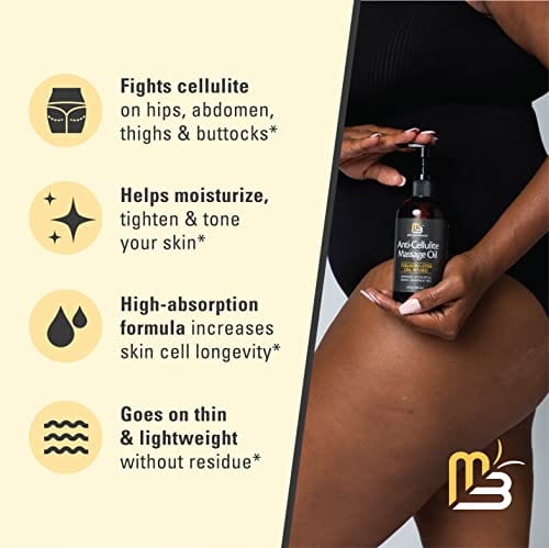Anti Cellulite Massage Oil for Massage Therapy - Collagen and Stem Cell Skin Tightening Cellulite Cream for Women - 8 Fl Oz by M3 Naturals