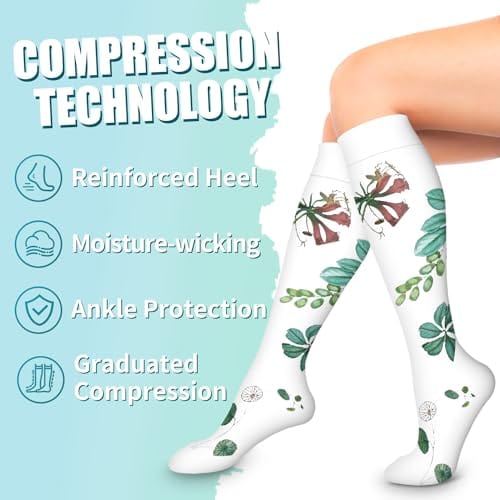 Bluemaple 6 Pack Copper Compression Socks for Women & Men - Best Support for Nurses, Recovery, Running, Athletic