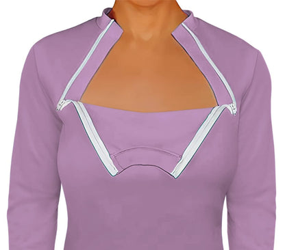 Women's Long Sleeve Chemotherapy Port with dual access Zipper Shirts