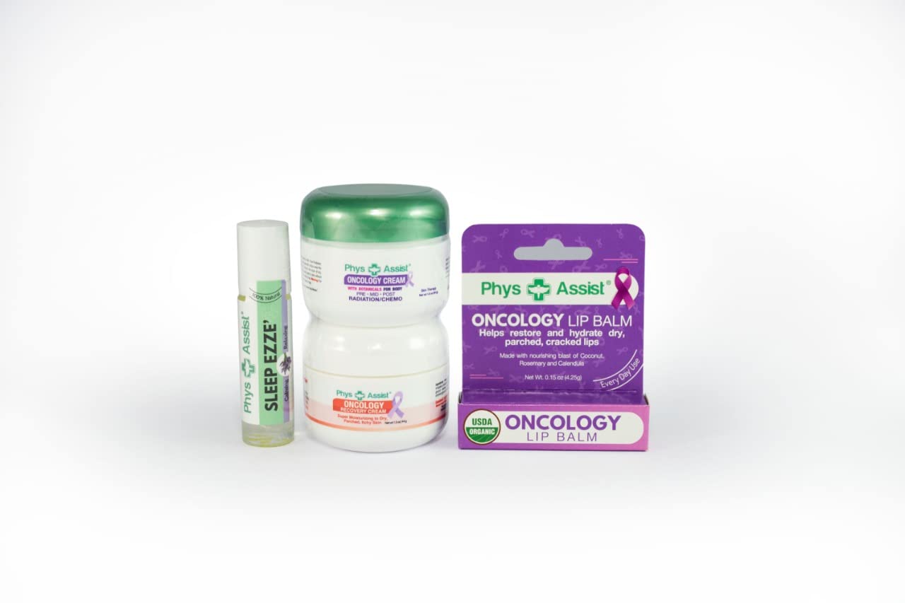 Phys-Assist - Comfort kit for Chemo & Radio Patient The Gift of Love, Faith & Support. 2-1.5 oz face and body cream plus lip balm & roll-on