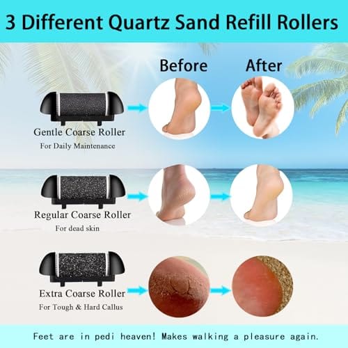 Callus Remover for Feet, 13-in-1 Professional Pedicure Tools Foot Care Kit,  3 Rollers, 2 Speed, Battery Display