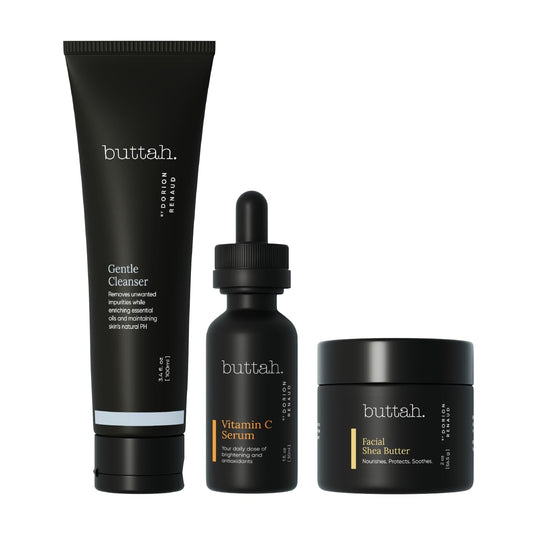 Buttah Skin by Dorion Renaud Complete Melanin-Rich Skin Care Kit  Shea Butter, Vitamin C Serum, Facial Cleanser  Organic & Natural  Black-Owned