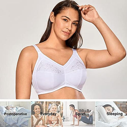 Women's Mastectomy Pockets Wireless Post-Surgery Plus Size cotton Sleep bralette Bra