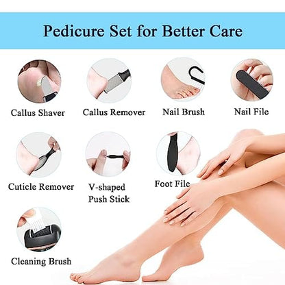 Callus Remover for Feet, 13-in-1 Professional Pedicure Tools Foot Care Kit,  3 Rollers, 2 Speed, Battery Display