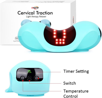 USUIE Red Light Therapy Neck Traction Pillow, Neck Stretcher for Neck Pain Relief, Cervical Traction Device for Tension Headache and Neck Hump Corrector