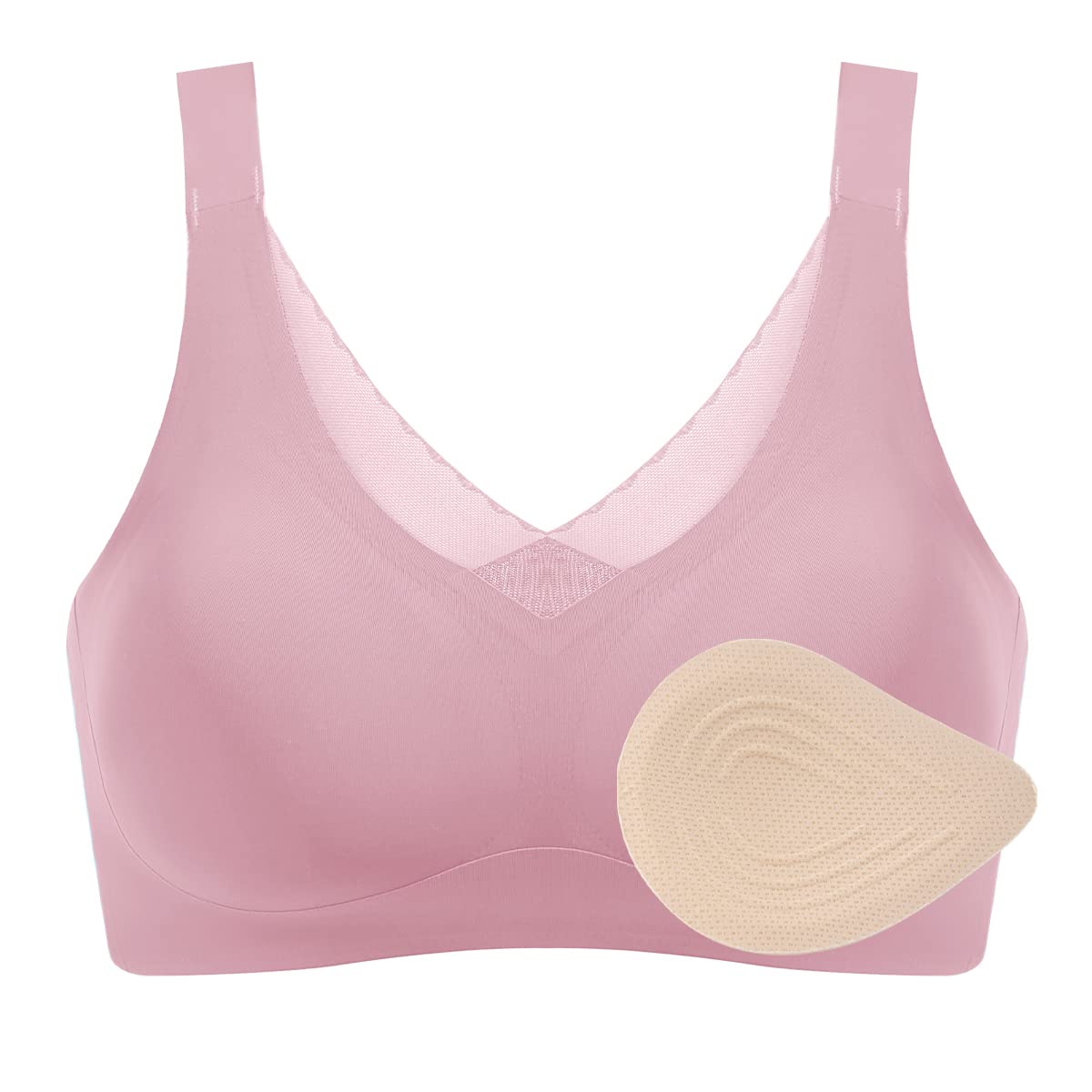 Seamless Post-Surgery Bra for Women, Mastectomy Bra with Cotton Breast Forms Set