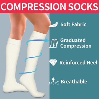 Compression Socks for Women & Men Circulation(6 pairs)-Graduated Supports Socks for Running, Athletic Sports