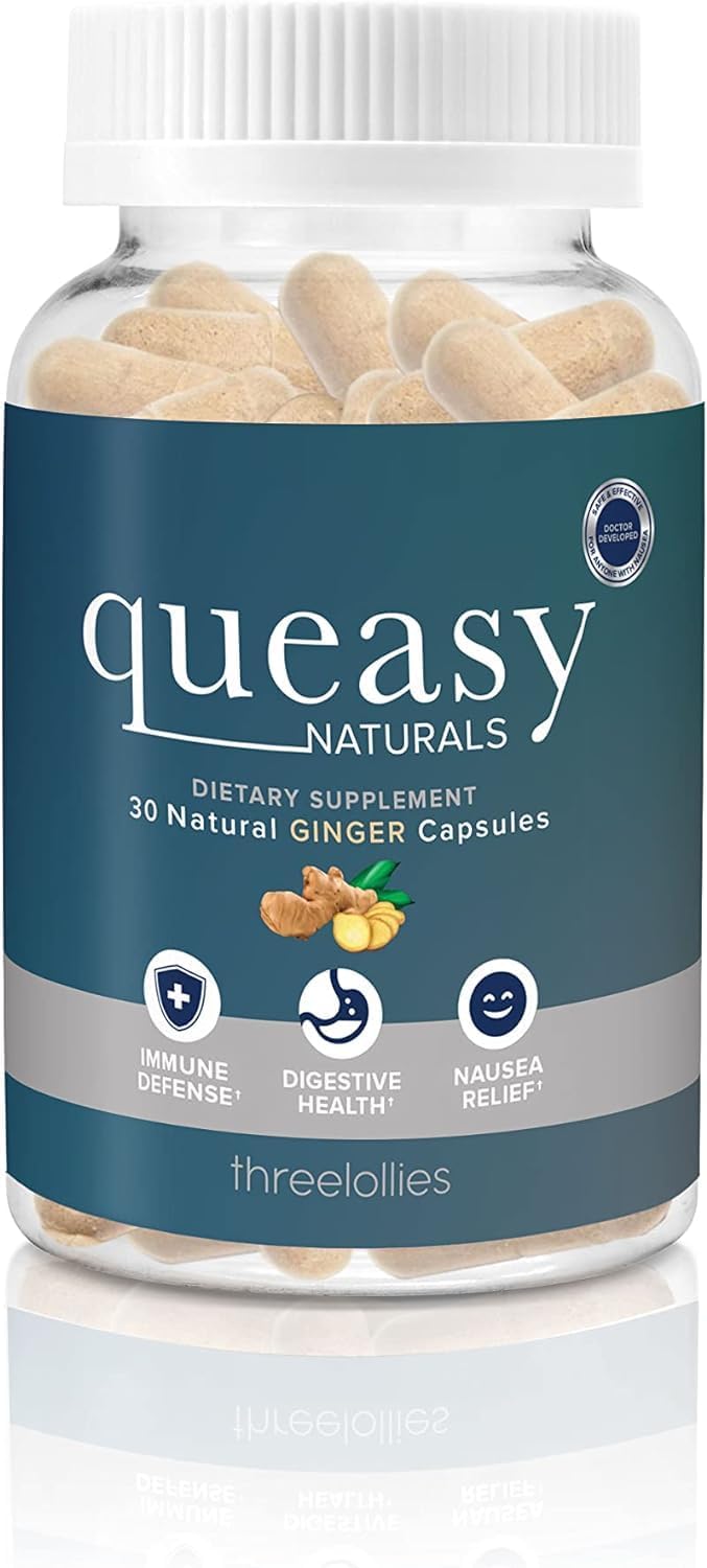 Three Lollies Queasy Gift Box, 5 pcs. – Natural Products to Help Ease Nausea – Queasy Drops Plus, Queasy Naturals, Queasy Wristband and Queasy Hydration
