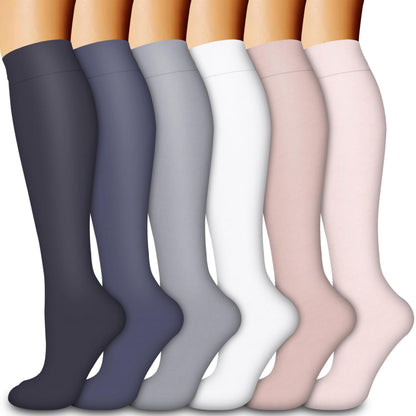 Bluemaple 6 Pack Copper Compression Socks for Women & Men - Best Support for Nurses, Recovery, Running, Athletic