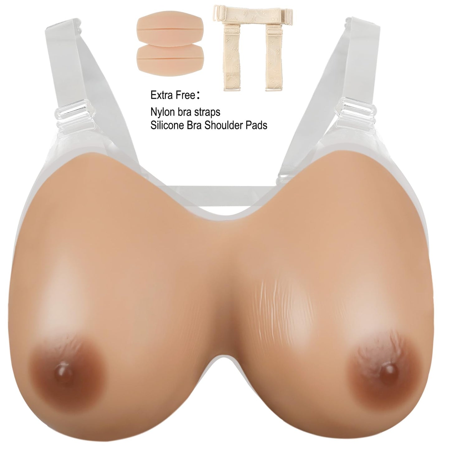 Vollence Strap on Silicone Breast Forms Fake Boobs for Mastectomy Crossdresser