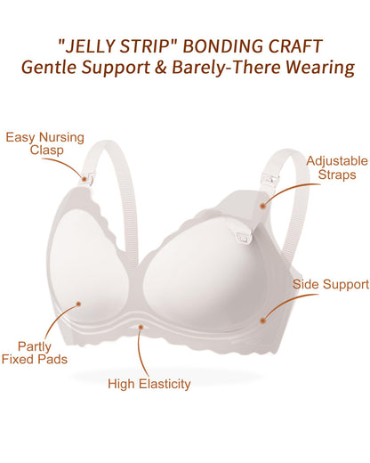 Nursing Bras for Breastfeeding Wavy Seamless Comfort Maternity Bralette Wireless Pregnancy Sleep Bra with Support