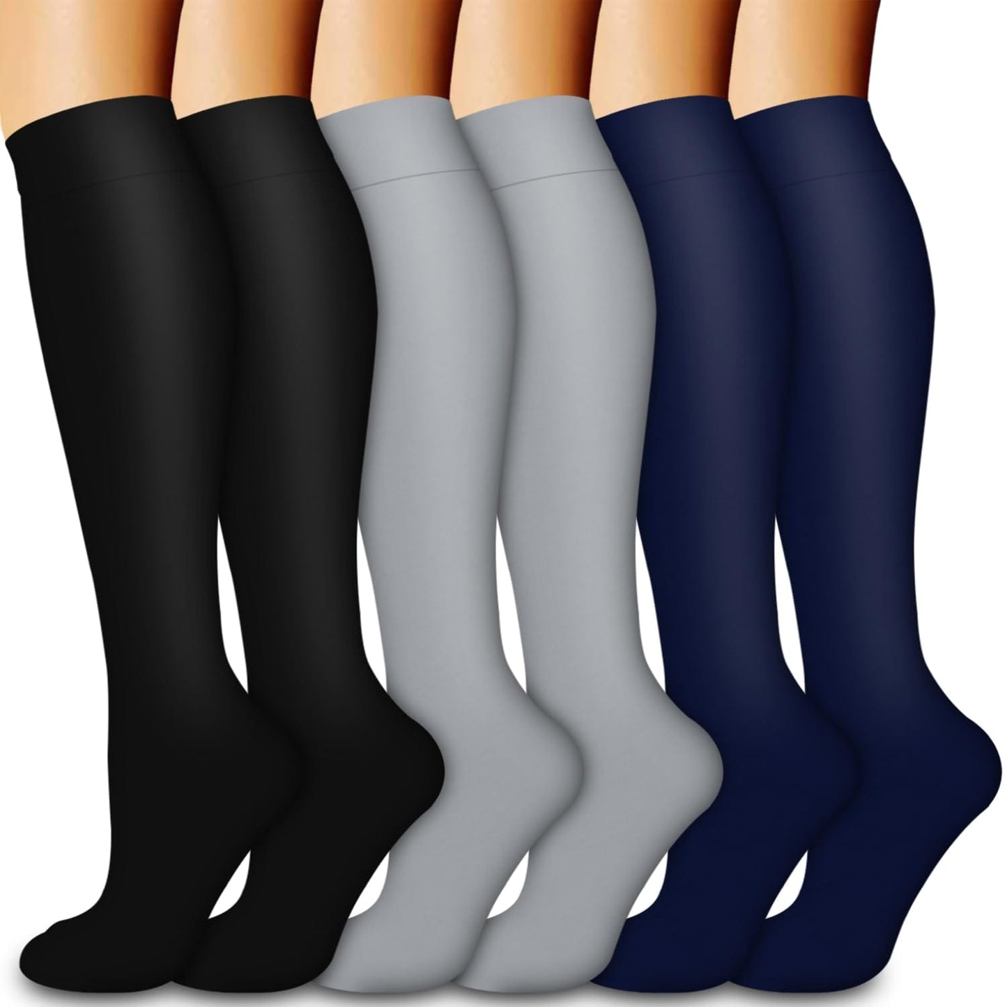 Compression Socks for Women & Men Circulation(6 pairs)-Graduated Supports Socks for Running, Athletic Sports