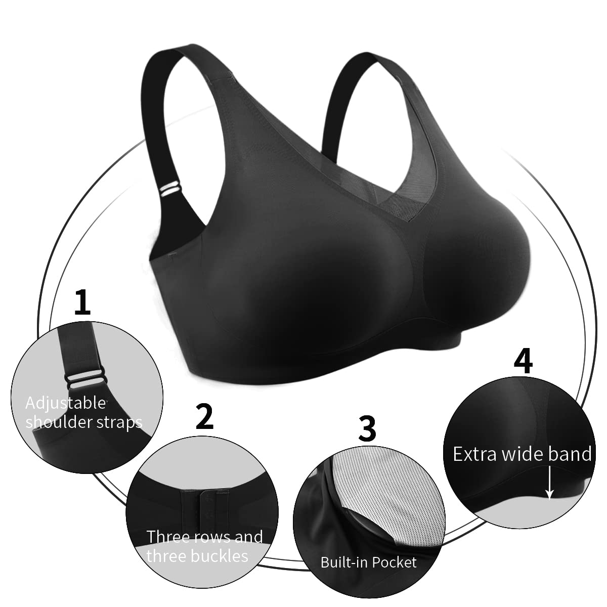 Seamless Post-Surgery Bra for Women, Mastectomy Bra with Cotton Breast Forms Set