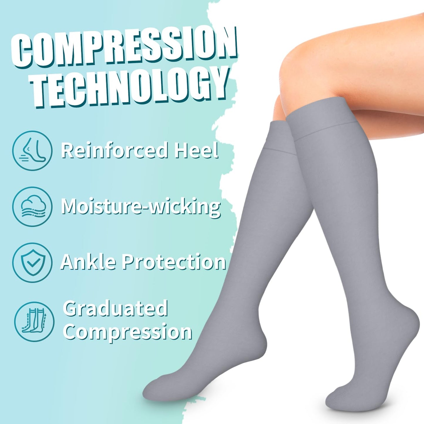 Bluemaple 6 Pack Copper Compression Socks for Women & Men - Best Support for Nurses, Recovery, Running, Athletic