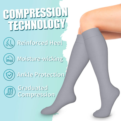 Bluemaple 6 Pack Copper Compression Socks for Women & Men - Best Support for Nurses, Recovery, Running, Athletic