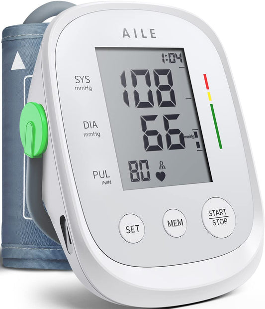 Blood Pressure Monitor,AILE blood pressure machine Upper Arm Large Cuff(8.7"-16.5"Adjustable), automatic blood pressure monitor