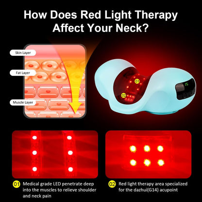 USUIE Red Light Therapy Neck Traction Pillow, Neck Stretcher for Neck Pain Relief, Cervical Traction Device for Tension Headache and Neck Hump Corrector