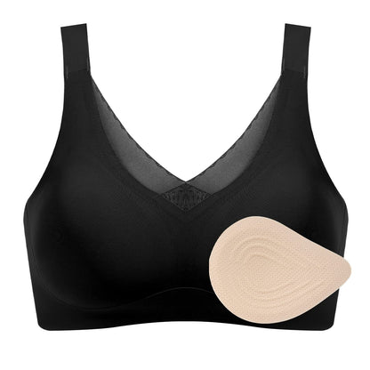 Seamless Post-Surgery Bra for Women, Mastectomy Bra with Cotton Breast Forms Set