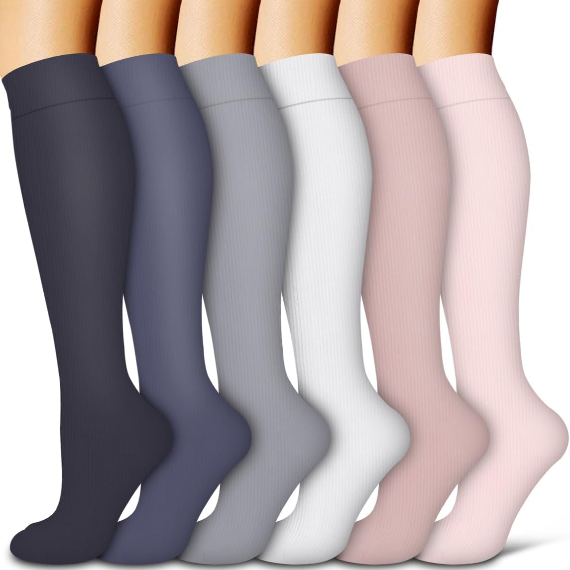 Compression Socks for Women & Men Circulation(6 pairs)-Graduated Supports Socks for Running, Athletic Sports