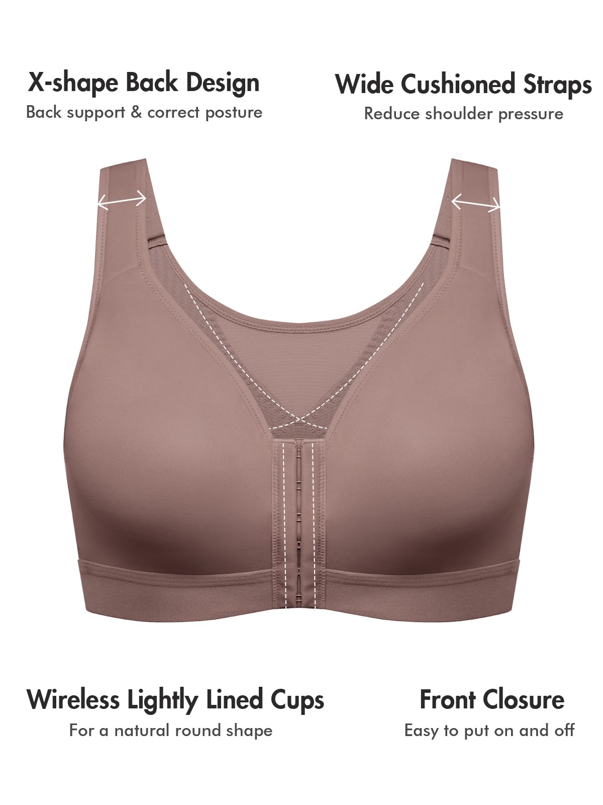 Women's Natrelax Front Closure Bras Posture Lightly Padded Plus Size Wireless Full Coverage Bra