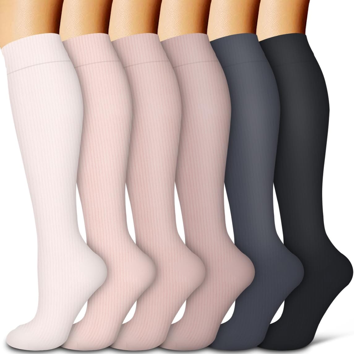 Compression Socks for Women & Men Circulation(6 pairs)-Graduated Supports Socks for Running, Athletic Sports