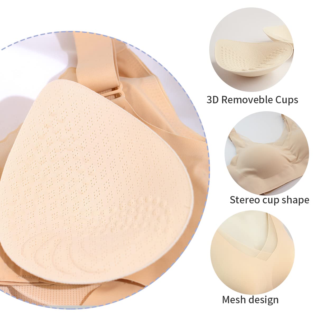 Seamless Post-Surgery Bra for Women, Mastectomy Bra with Cotton Breast Forms Set