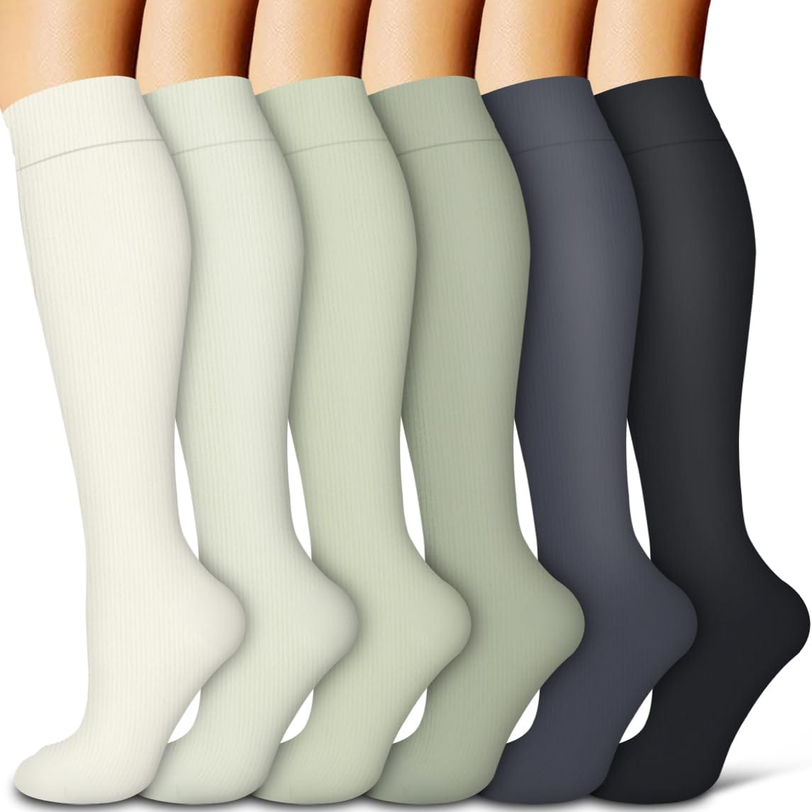 Compression Socks for Women & Men Circulation(6 pairs)-Graduated Supports Socks for Running, Athletic Sports