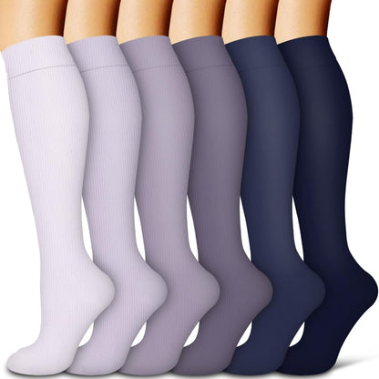 Compression Socks for Women & Men Circulation(6 pairs)-Graduated Supports Socks for Running, Athletic Sports