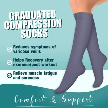 Compression Socks for Women & Men Circulation(6 pairs)-Graduated Supports Socks for Running, Athletic Sports