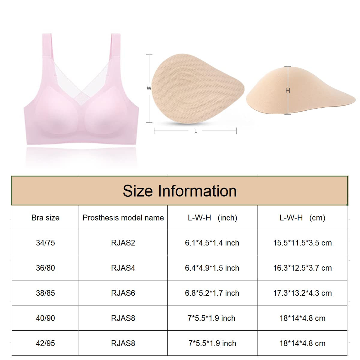 Seamless Post-Surgery Bra for Women, Mastectomy Bra with Cotton Breast Forms Set