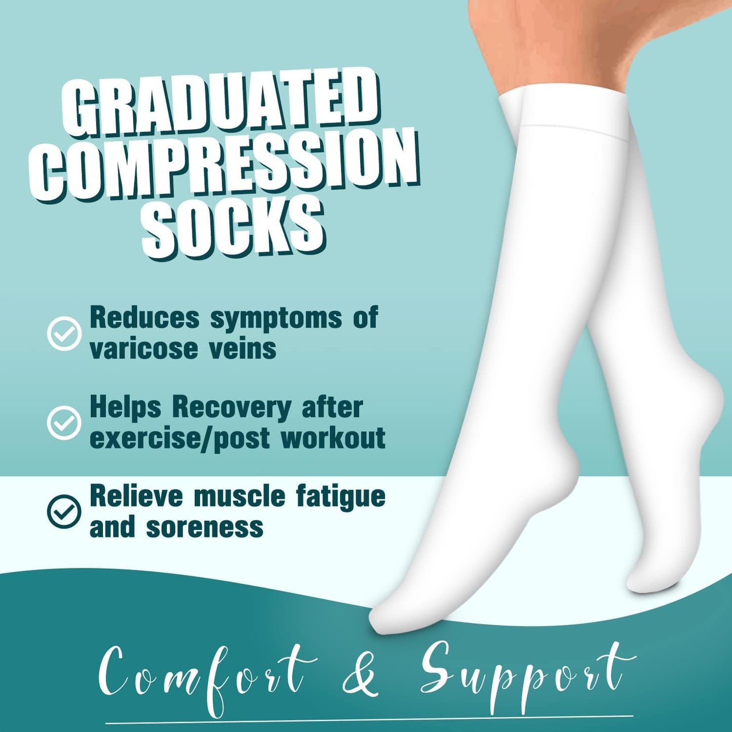 Compression Socks for Women & Men Circulation(6 pairs)-Graduated Supports Socks for Running, Athletic Sports