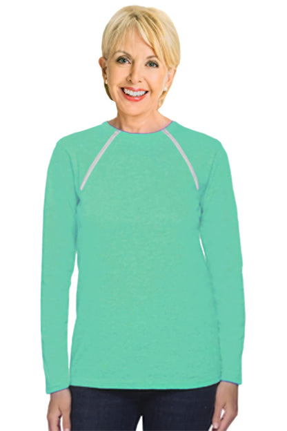 Women's Long Sleeve Chemotherapy Port with dual access Zipper Shirts