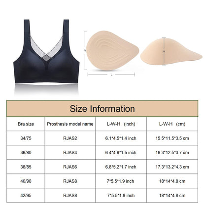 Seamless Post-Surgery Bra for Women, Mastectomy Bra with Cotton Breast Forms Set