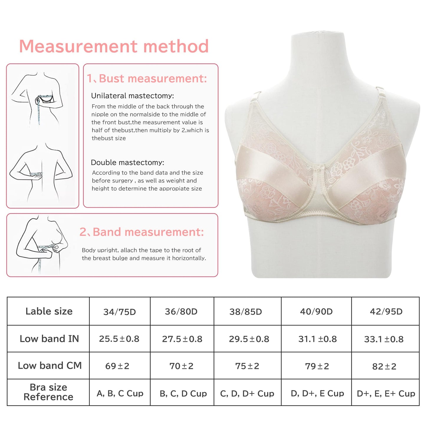 Pocket Bra for Mastectomy Prosthesis Breast Forms Underwired Post-Surgery Bra